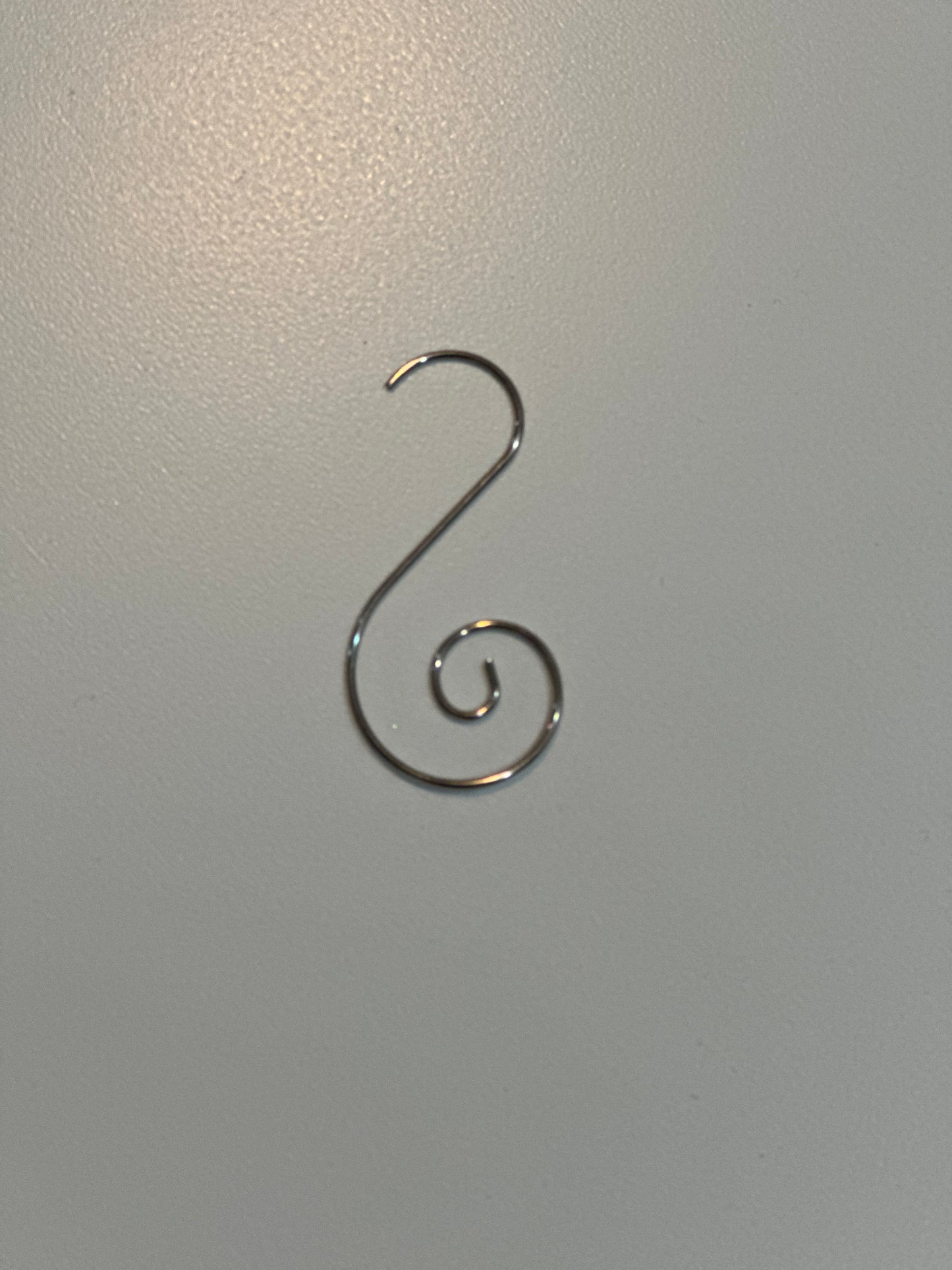 metal hook for glittered plastic ornament