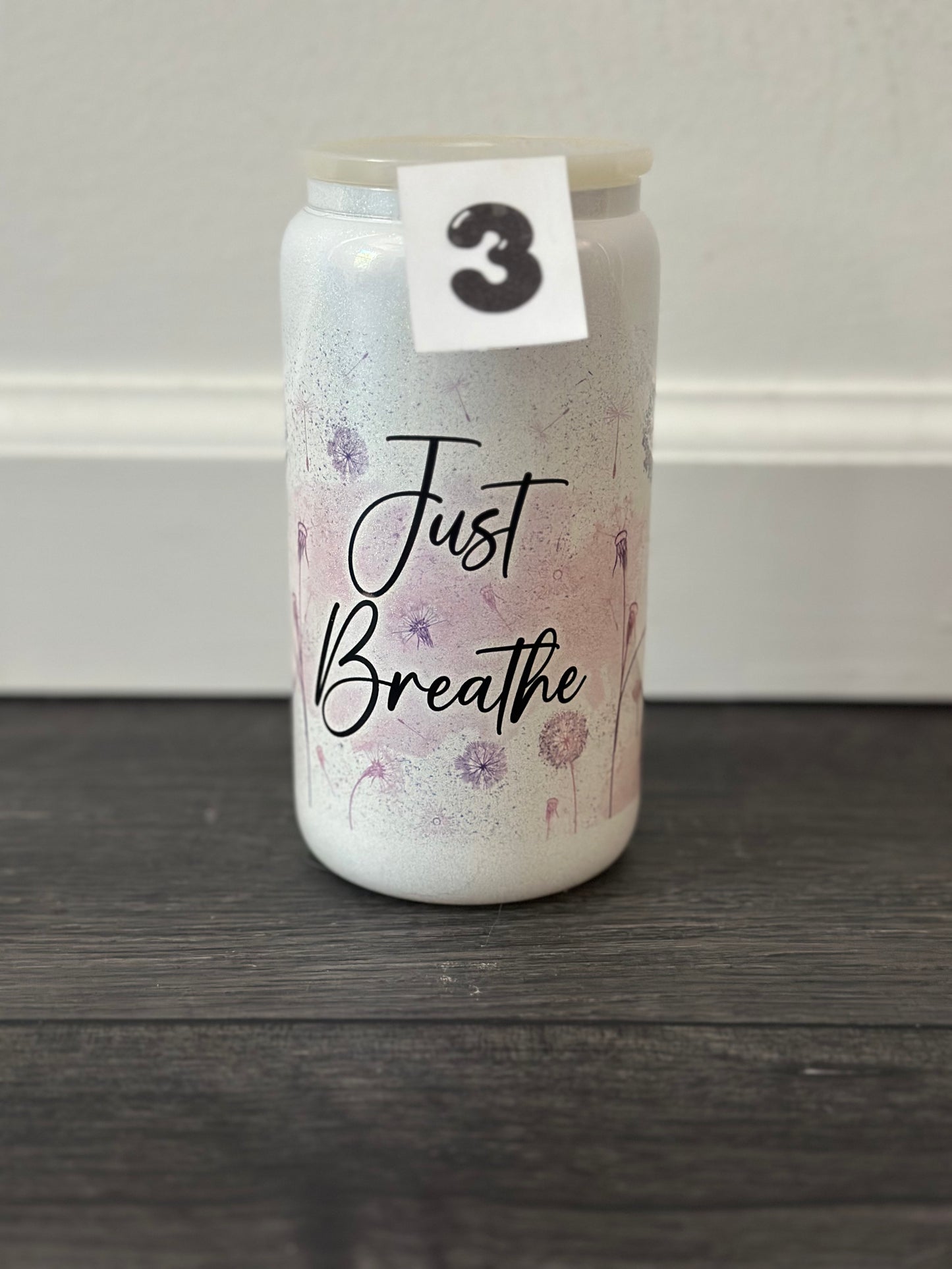just breathe holographic shimmer glass cup
