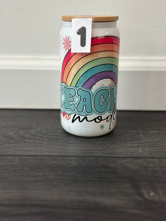 teacher mode holographic shimmer glass cup