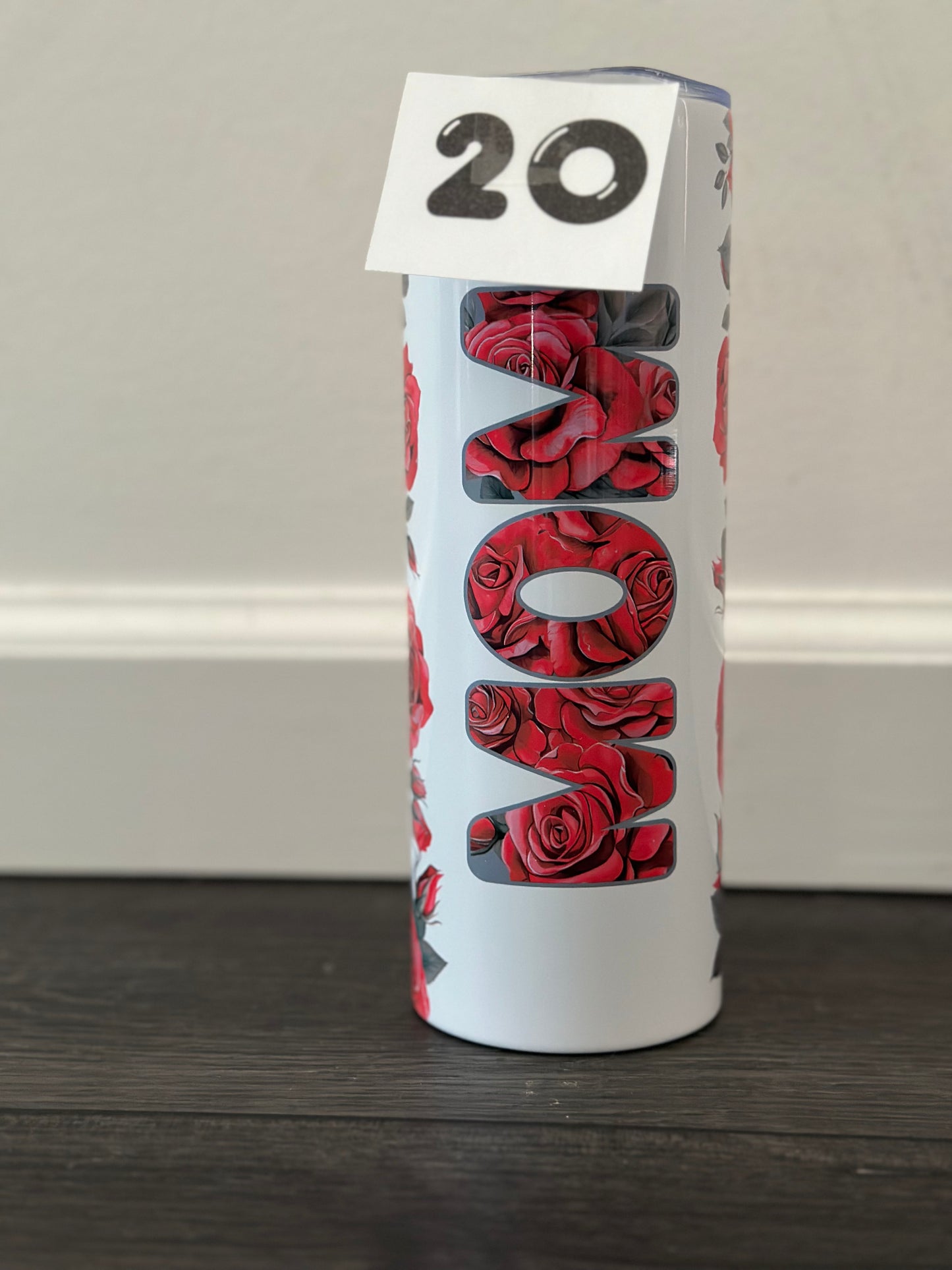 mom red roses 20oz skinny tumbler