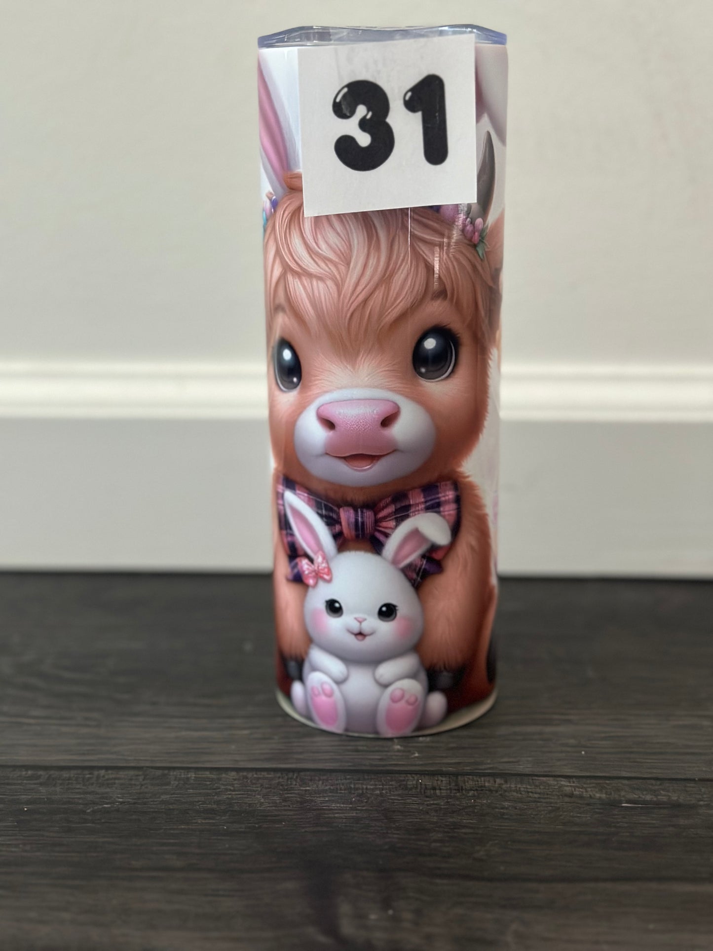 cow with bunny 20oz skinny tumbler