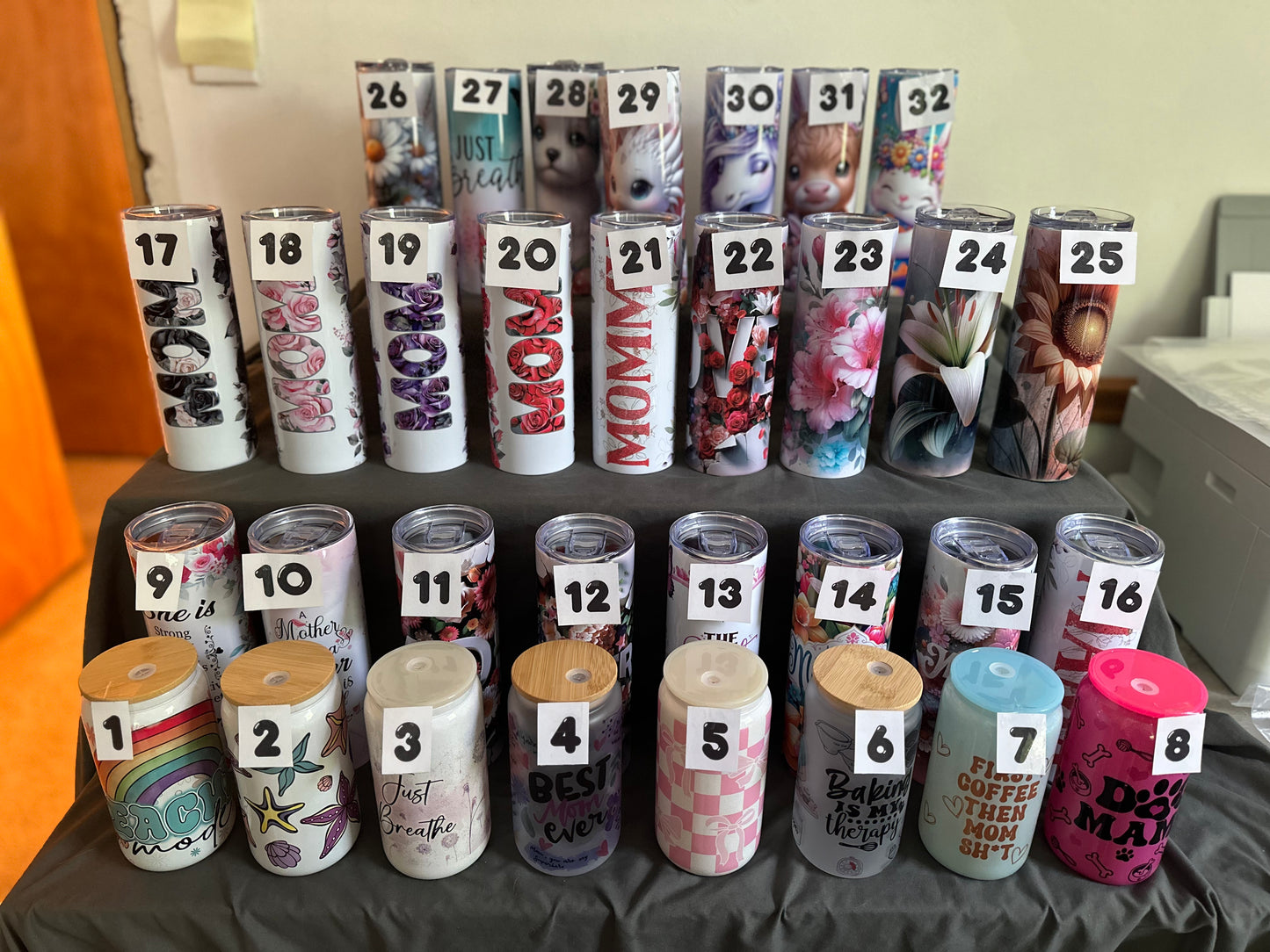Tumblers and glass cups