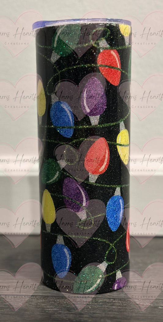 christmas lights glitter tumbler