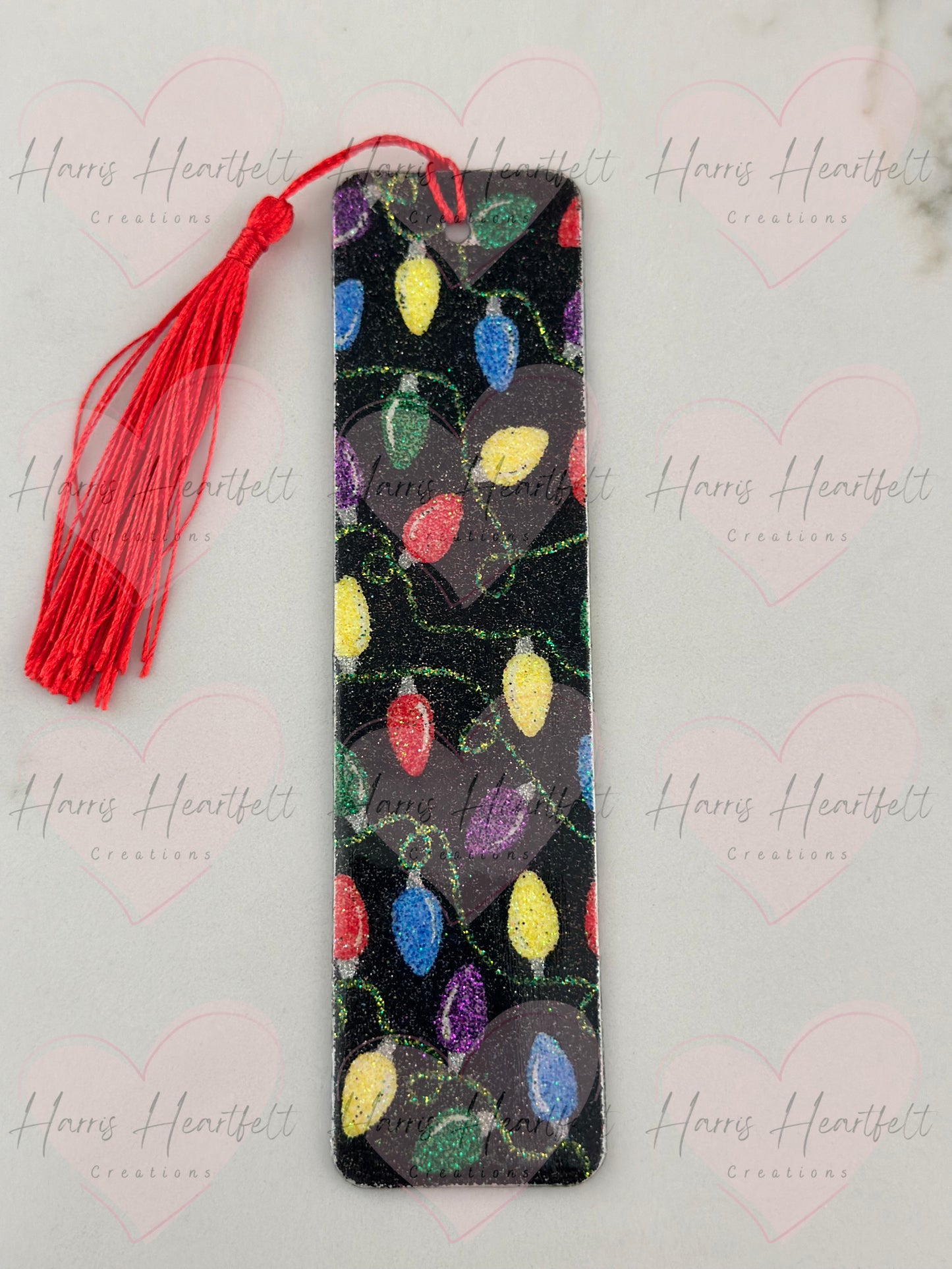 christmas lights bookmark with tassel