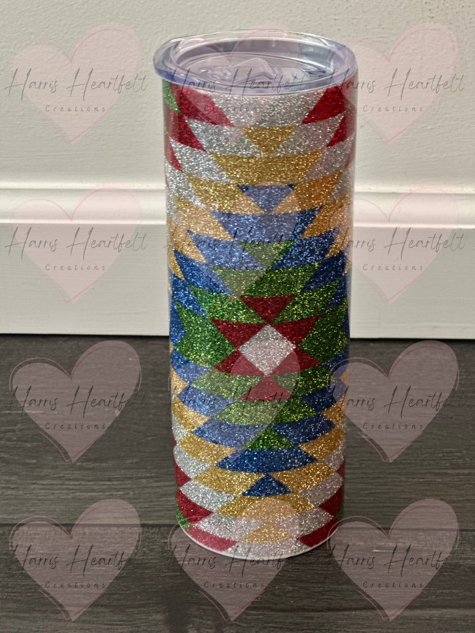 southwestern glitter 20oz skinny tumbler