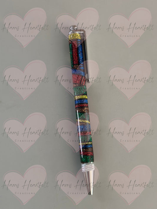 glittered bookshelf clip pen