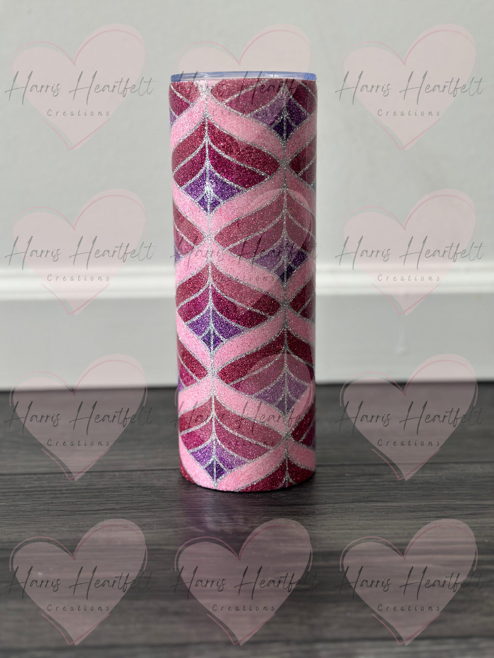Pink Groovy Waves glitter 20oz skinny tumbler
