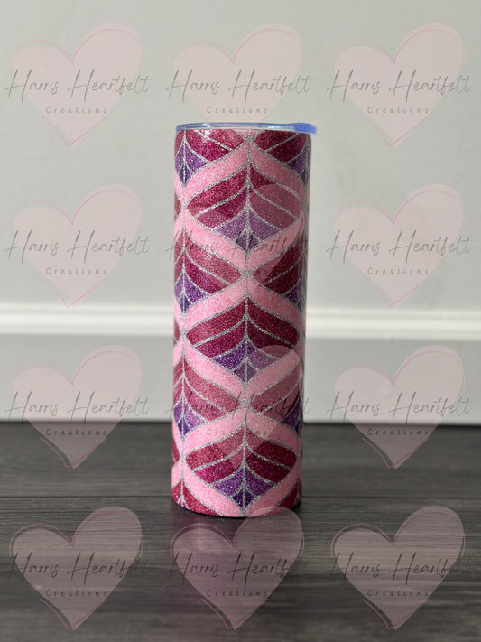 Pink Groovy Waves glitter 20oz skinny tumbler