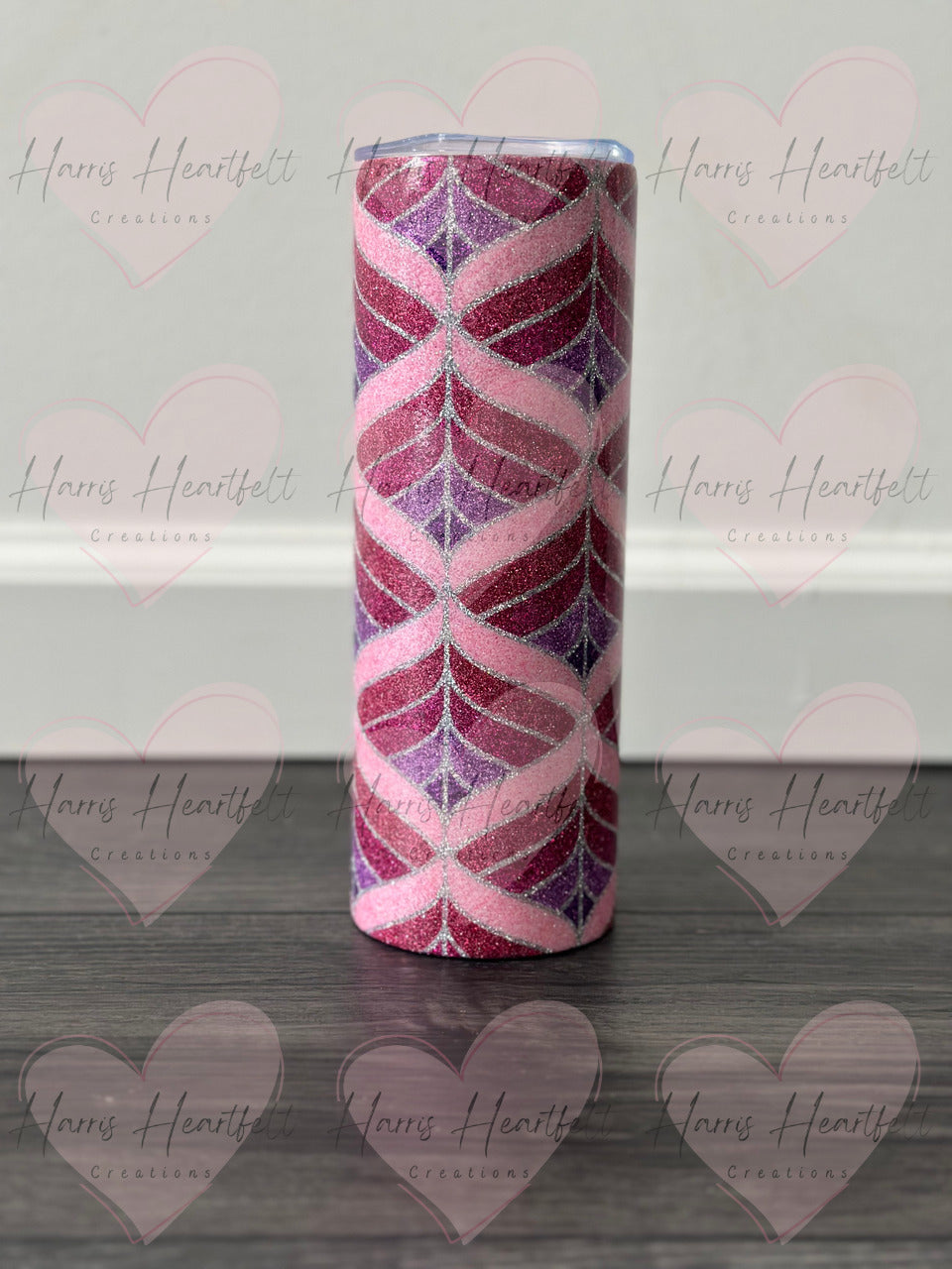 Pink Groovy Waves glitter 20oz skinny tumbler