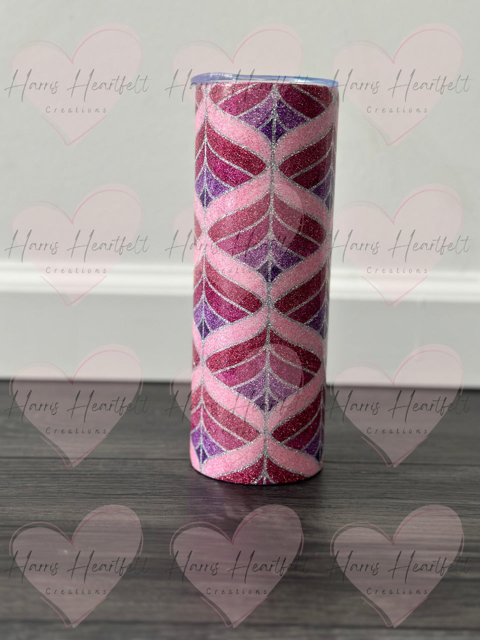 Pink Groovy Waves glitter 20oz skinny tumbler