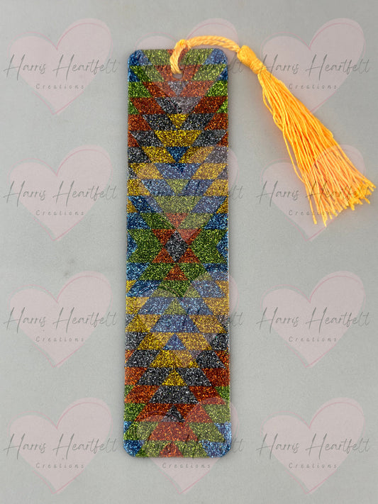 southwestern glitter metal double sided bookmark