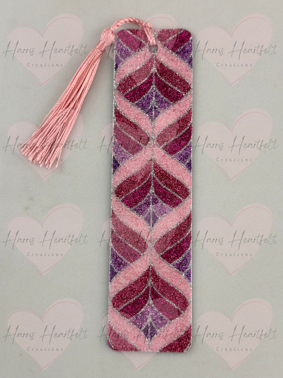 Pink Groovy Waves glitter metal double sided bookmark