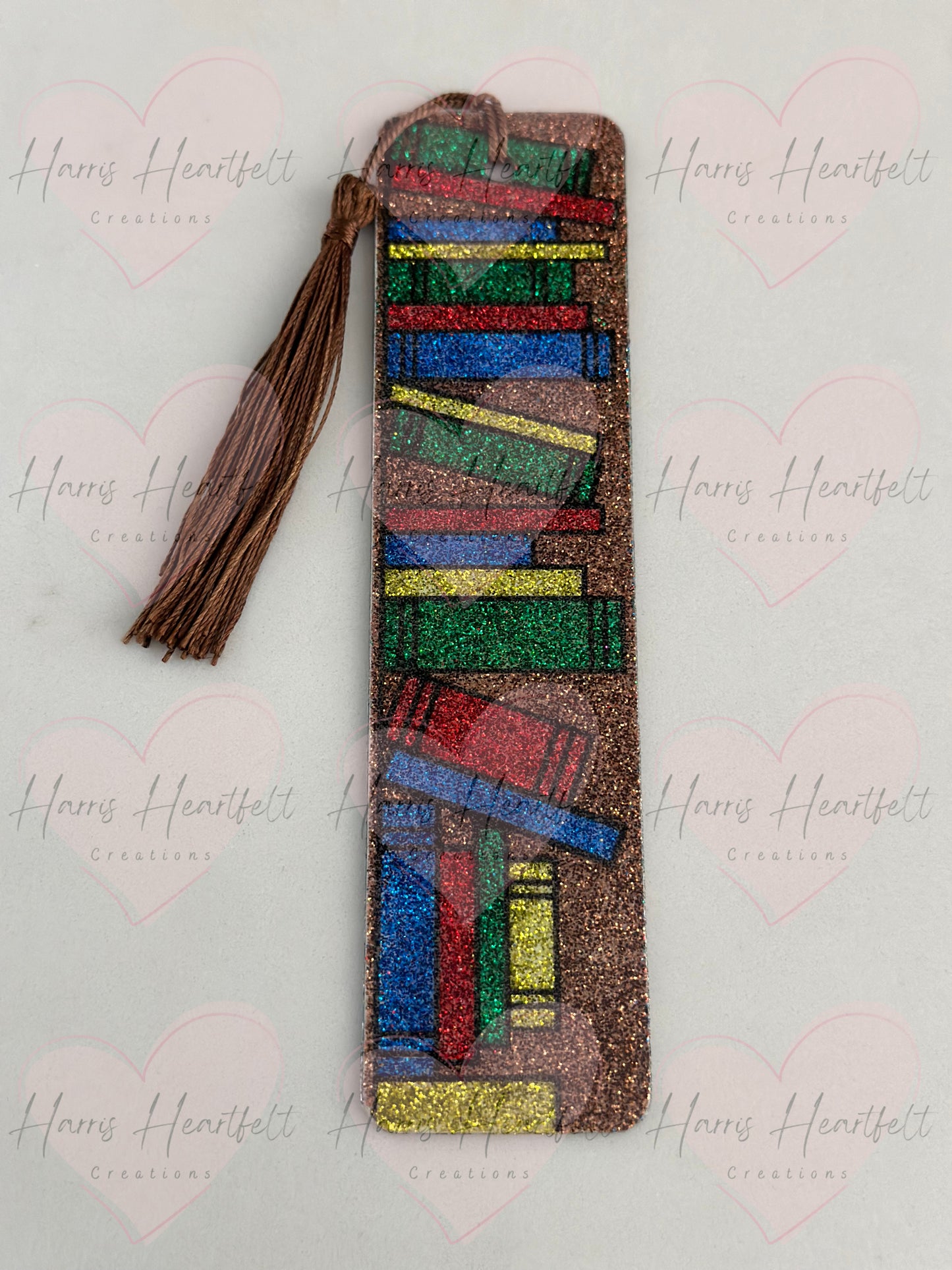 glittered bookshelf metal double sided bookmark