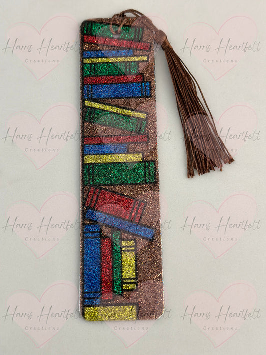 glittered bookshelf metal double sided bookmark