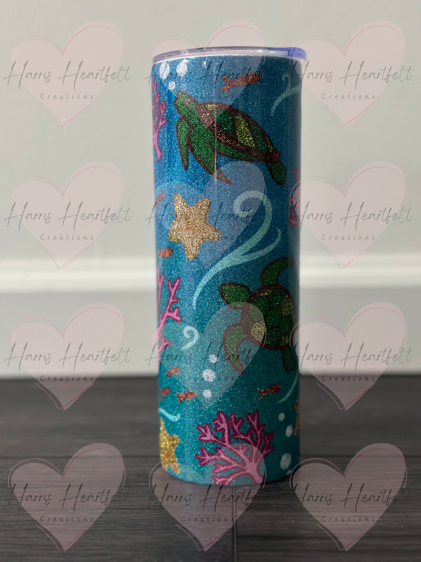 20oz Sea Turtles Glitter Stainless Steel Tumbler