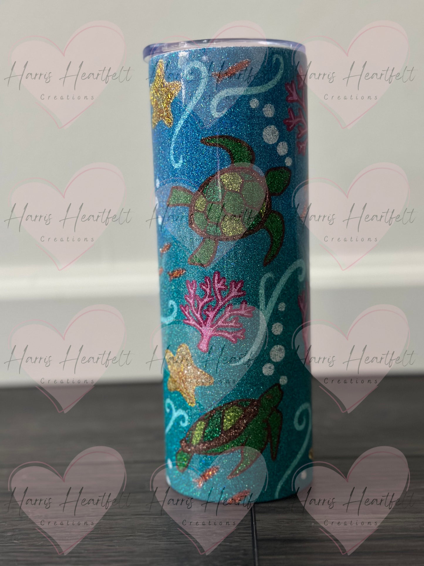 20oz Sea Turtles Glitter Stainless Steel Tumbler