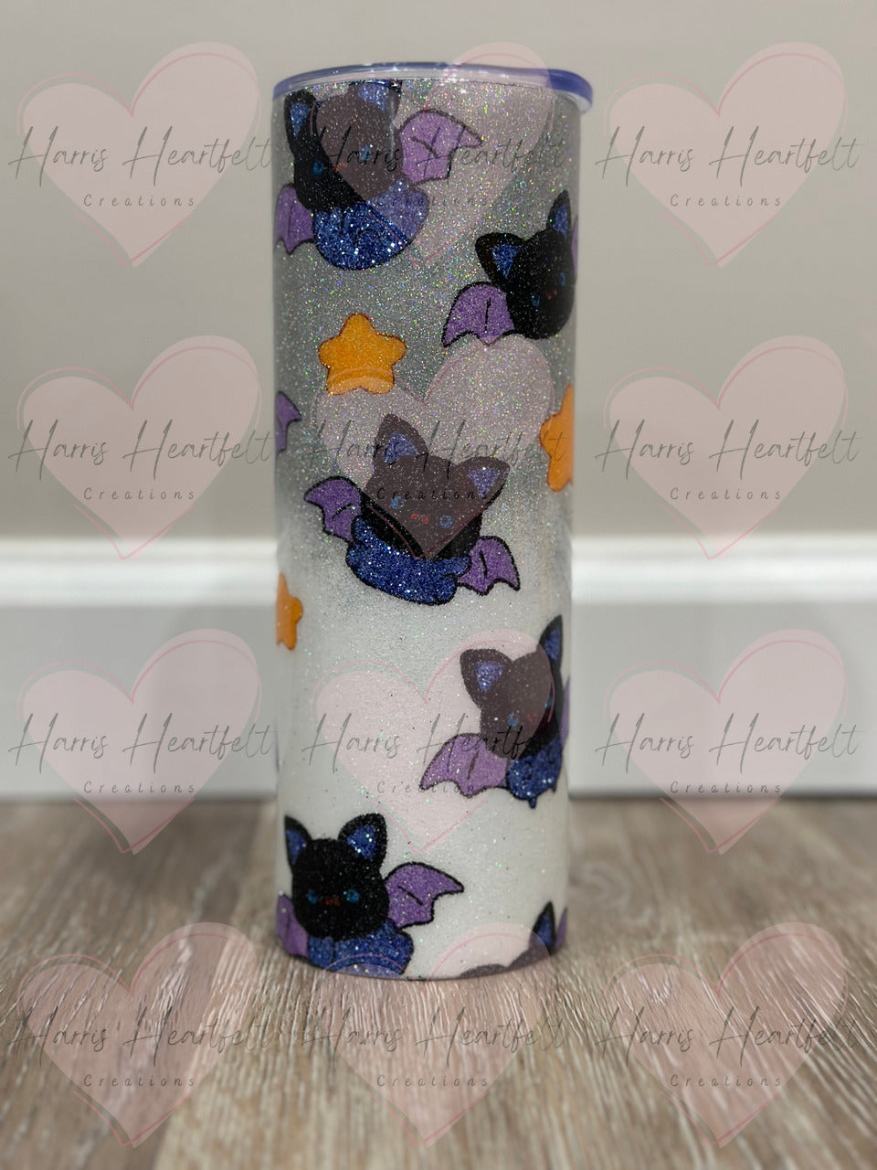 20oz Cute Bats Glittered Stainless Steel Tumbler