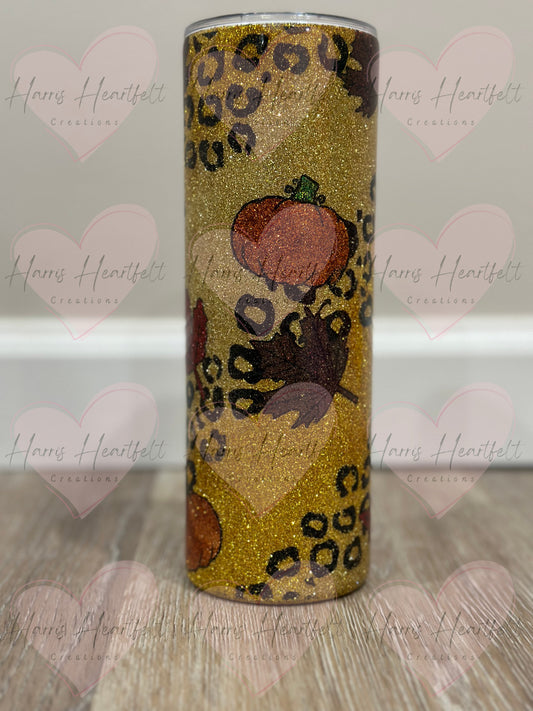 20oz Fall Leaves Glittered Stainless Steel Tumbler