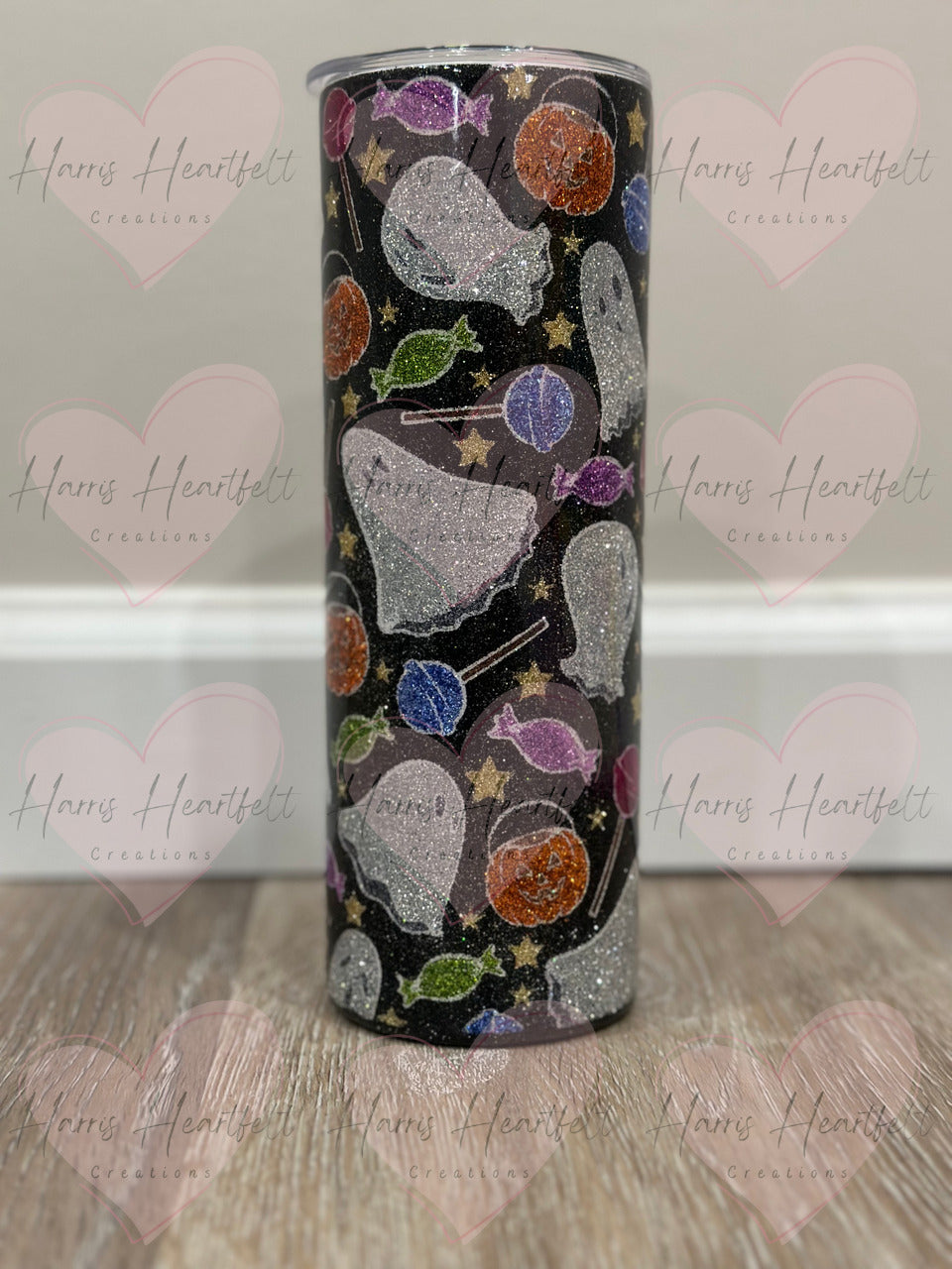 20oz Candy Ghosts Glittered Stainless Steel Tumbler