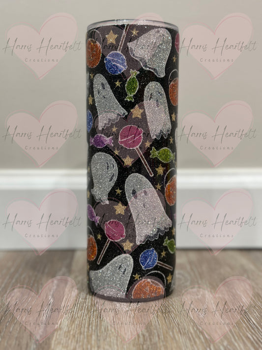 20oz Candy Ghosts Glittered Stainless Steel Tumbler
