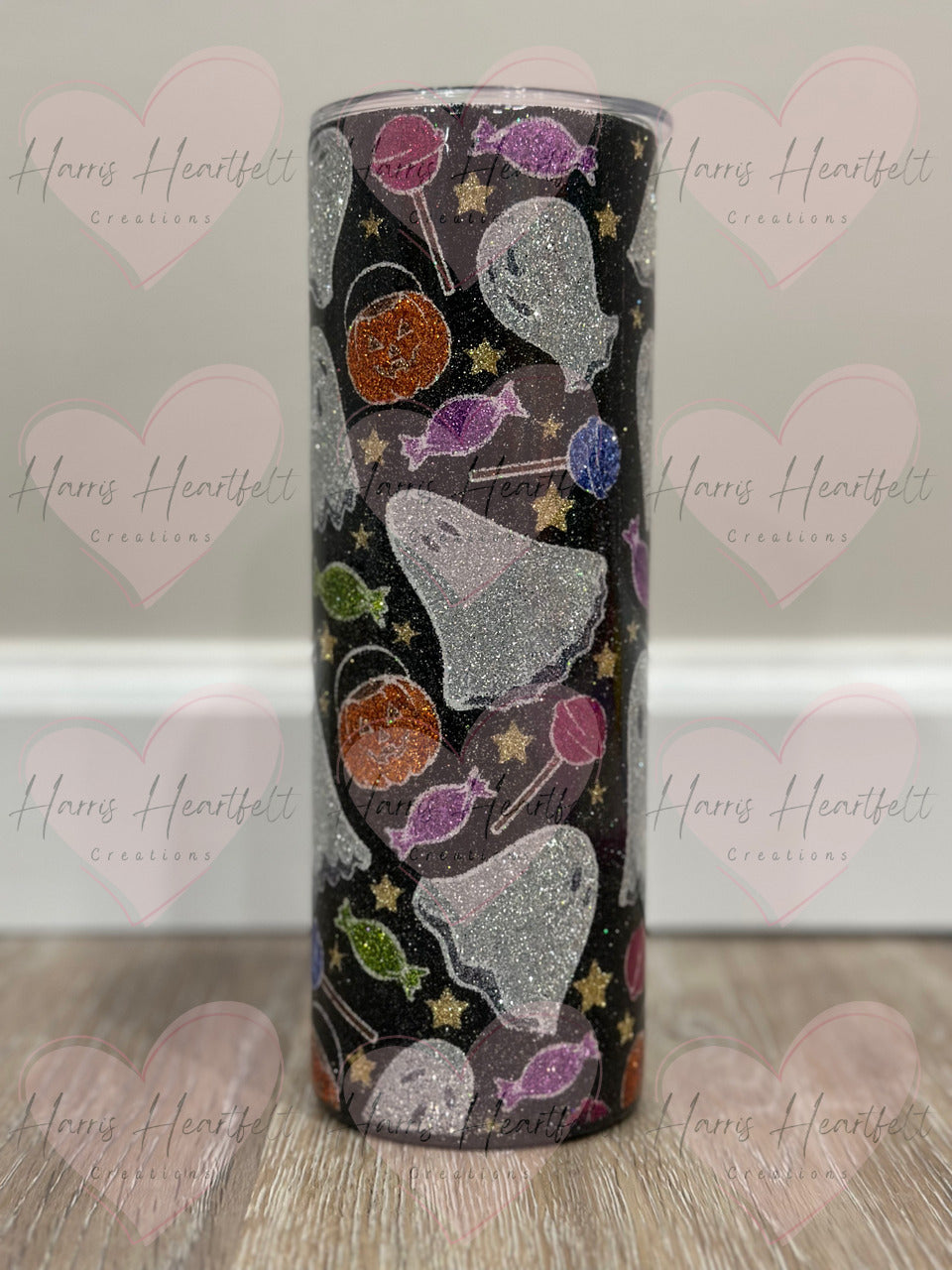 20oz Candy Ghosts Glittered Stainless Steel Tumbler