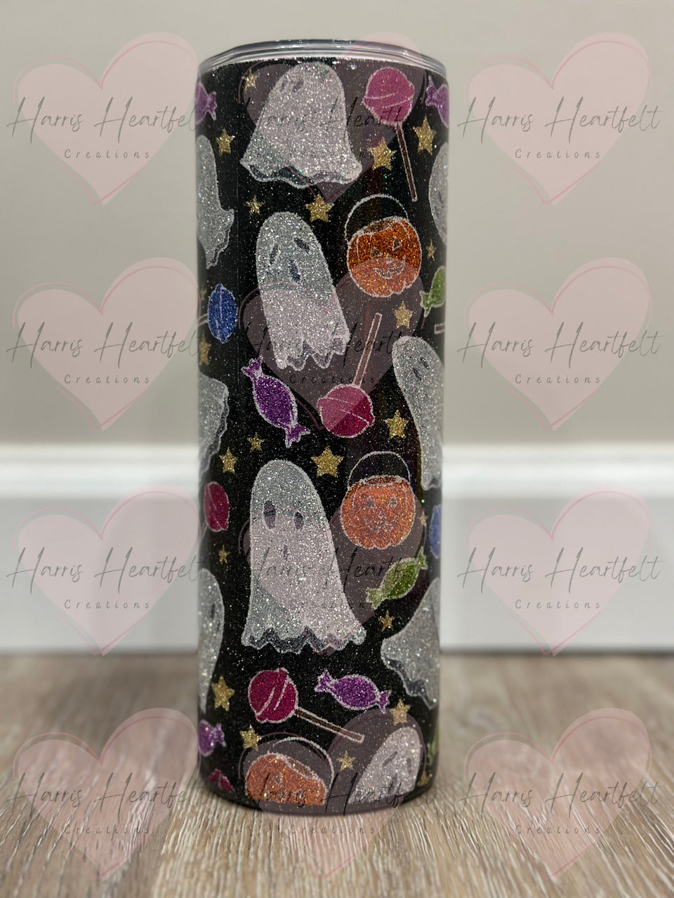 20oz Candy Ghosts Glittered Stainless Steel Tumbler