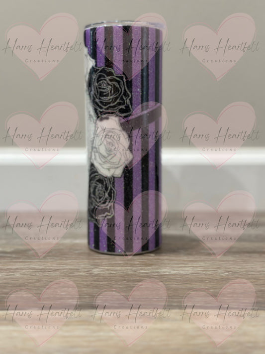 20oz Coffin and Roses Glitter Stainless Steel Tumbler