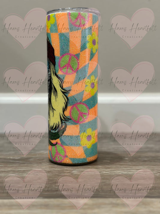 20oz Hippie Skull Glitter Stainless Steel Tumbler