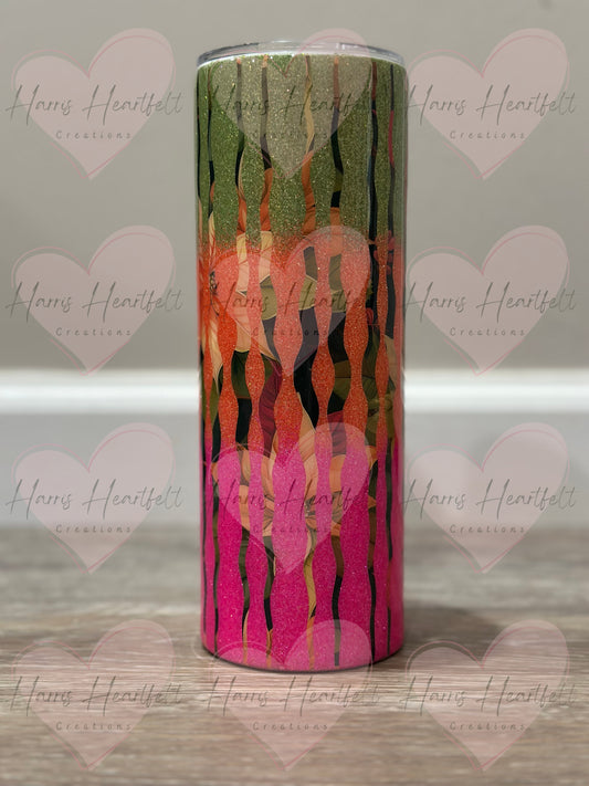 20oz Poinsettia Glitter Stainless Steel Tumbler