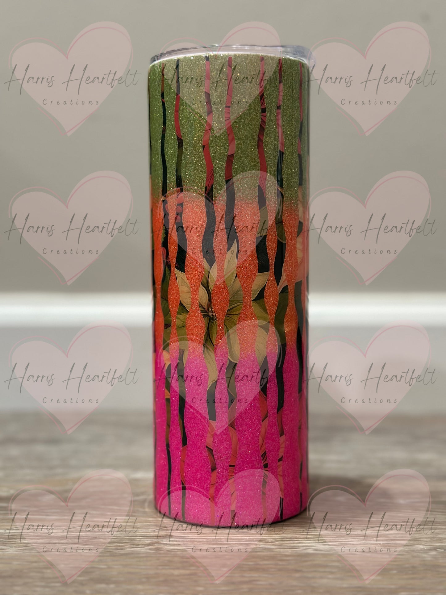 20oz Poinsettia Glitter Stainless Steel Tumbler