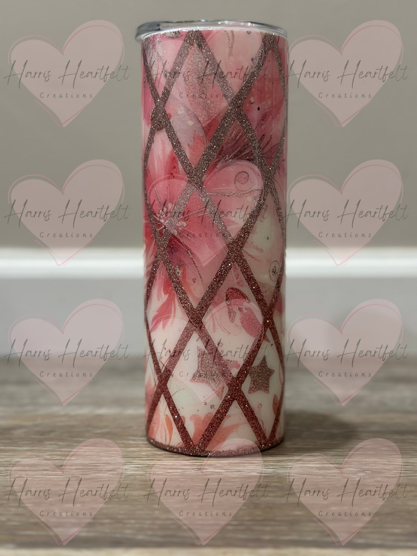 20oz Pink Diamond Glitter Stainless Steel Tumbler