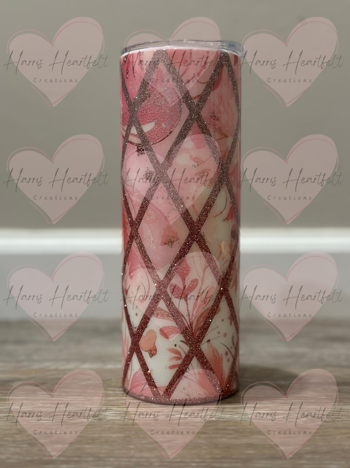 20oz Pink Diamond Glitter Stainless Steel Tumbler