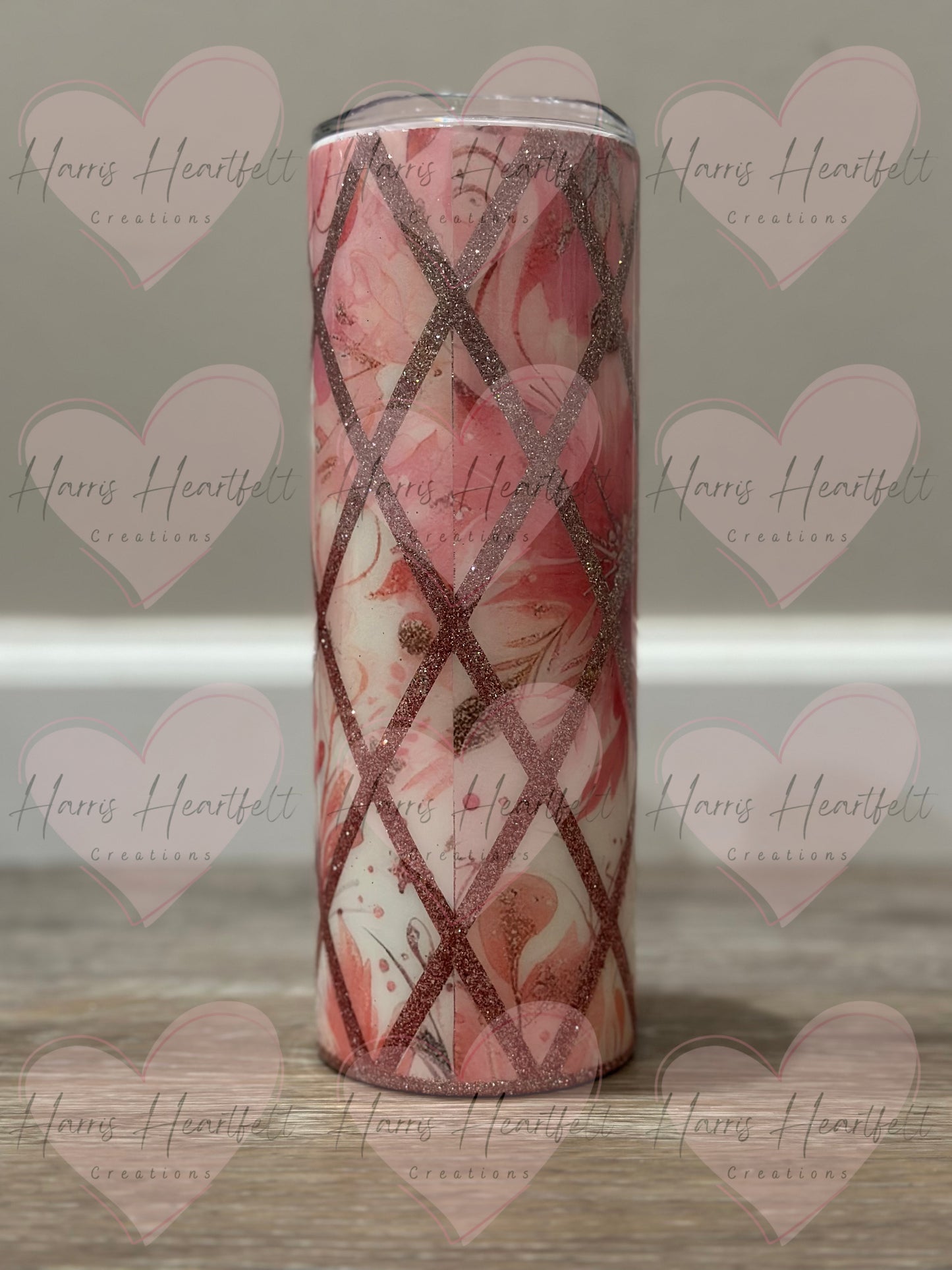 20oz Pink Diamond Glitter Stainless Steel Tumbler