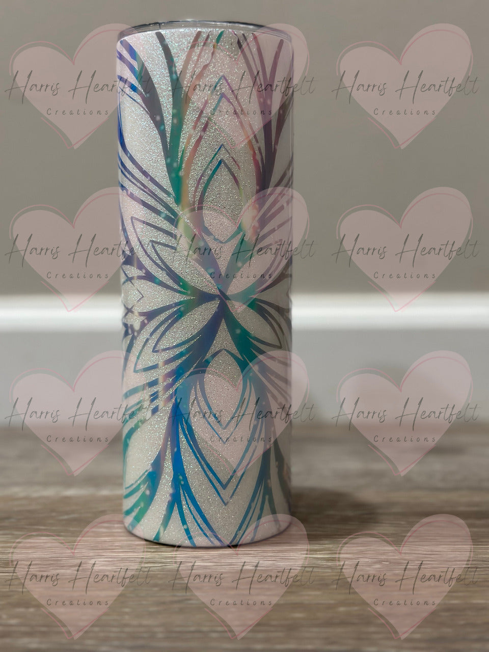 20oz Triplet Cup #1 in White Glitter Stainless Steel Tumbler
