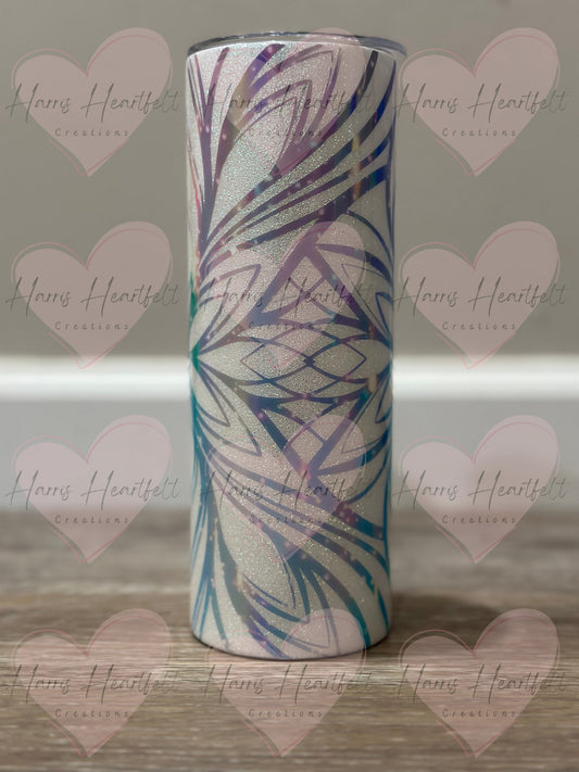 20oz Sister Cup #1 in White Glitter Stainless Steel Tumbler