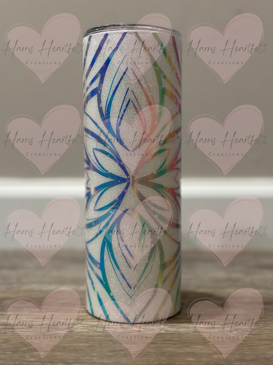 20oz Sister Cup #1 in White Glitter Stainless Steel Tumbler