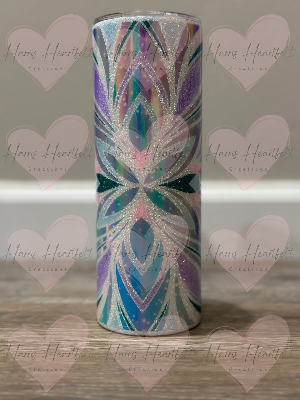 20oz Triplet Cup #2 in White Glitter Stainless Steel Tumbler
