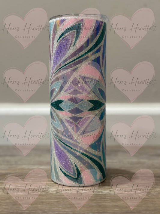 20oz Triplet Cup #2 in White Glitter Stainless Steel Tumbler