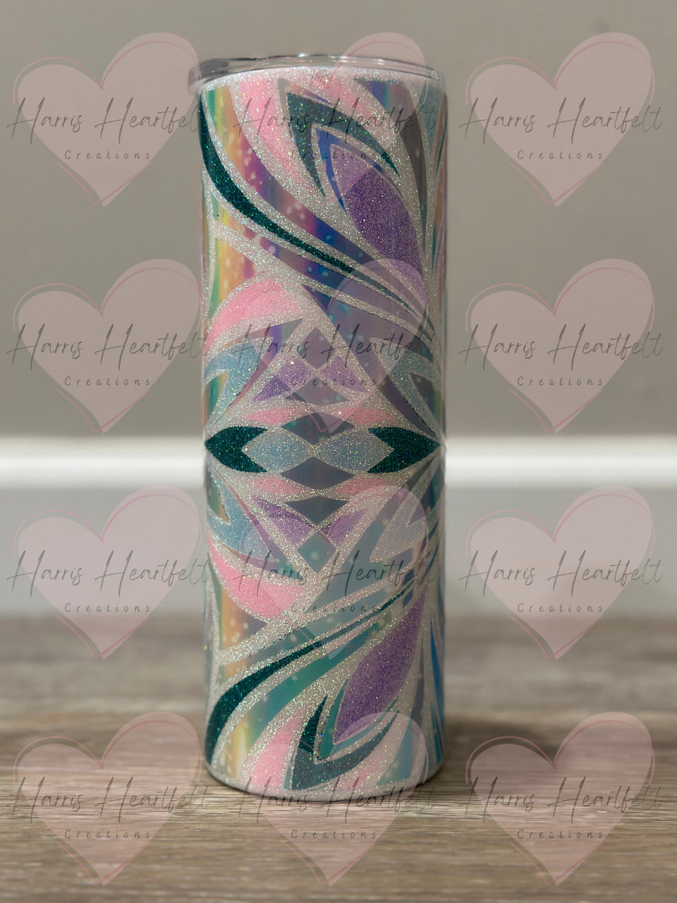 20oz Triplet Cup #2 in White Glitter Stainless Steel Tumbler