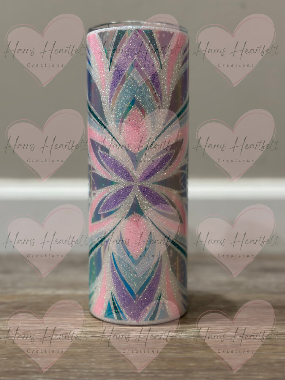 20oz Triplet Cup #3 in White Glitter Stainless Steel Tumbler