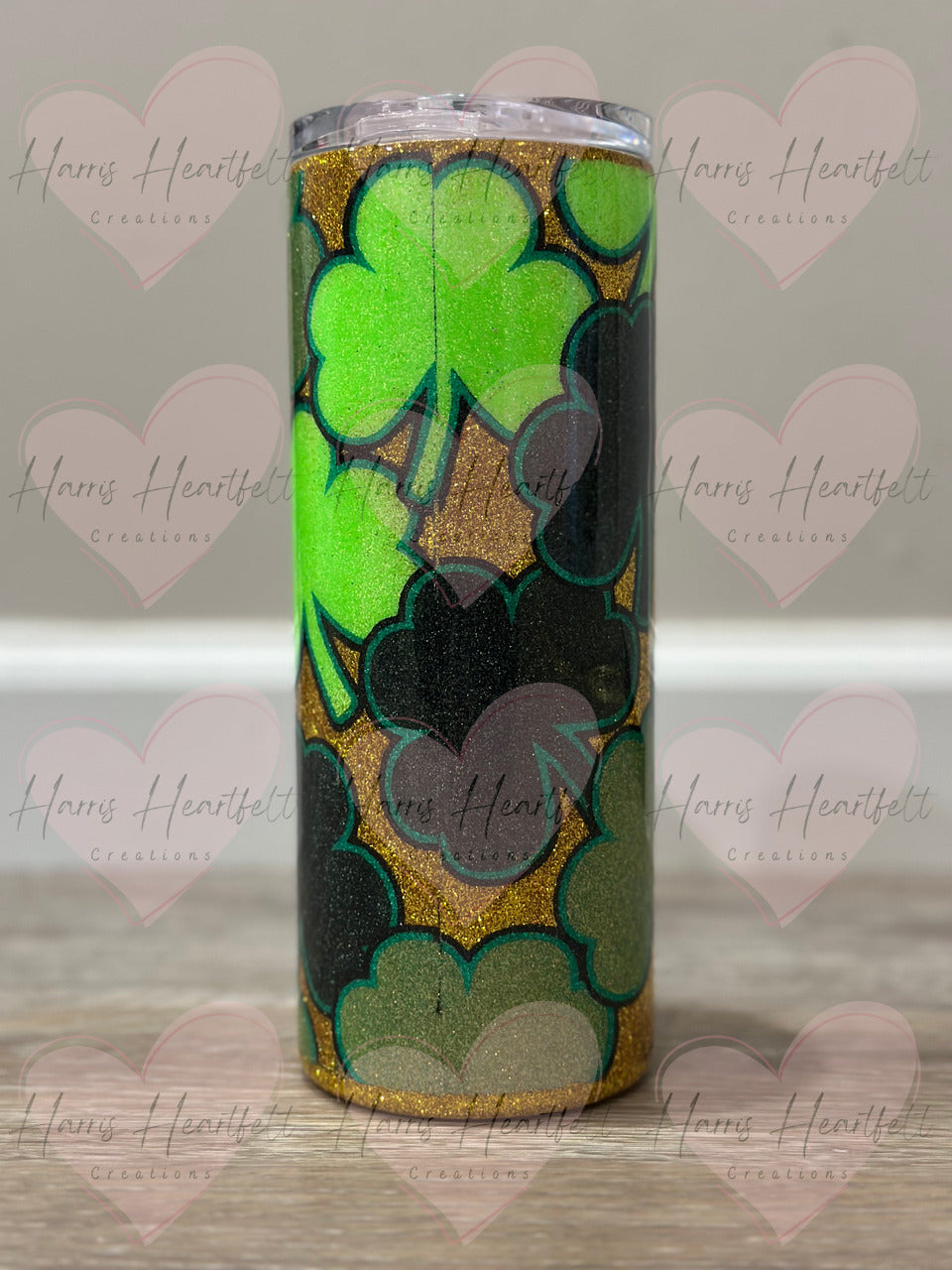 25oz Shamrocks Glitter Stainless Steel Tumbler