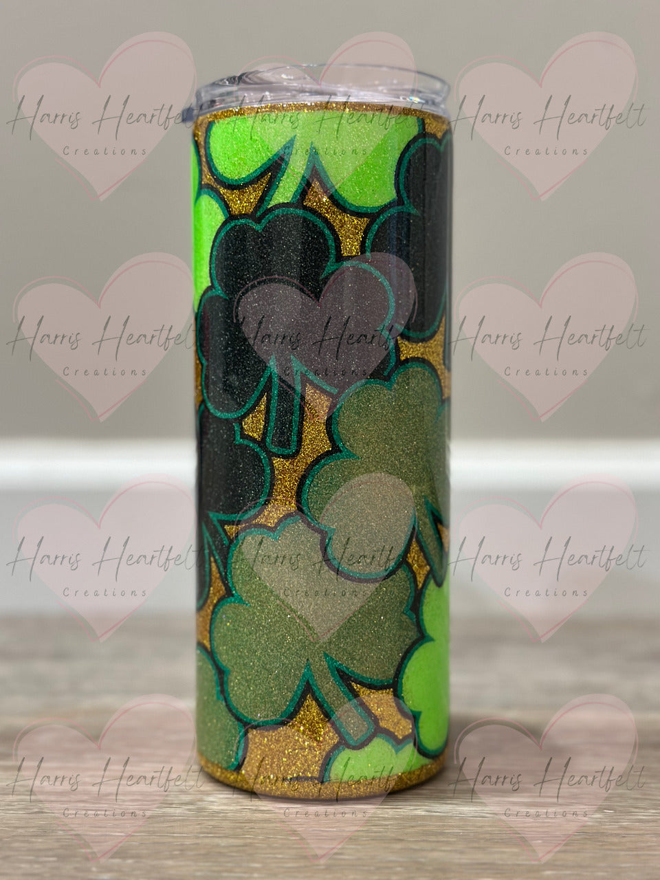 25oz Shamrocks Glitter Stainless Steel Tumbler