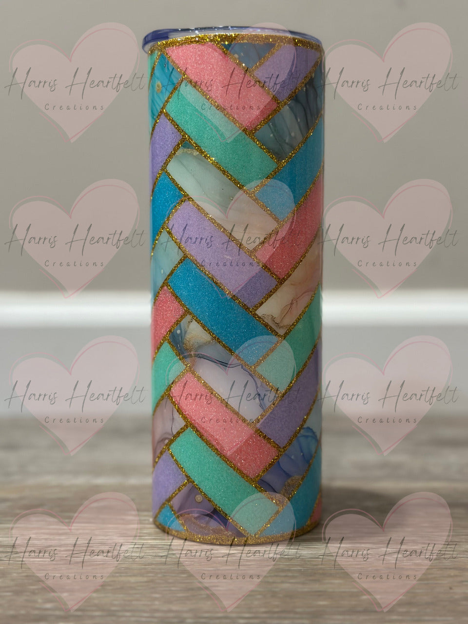 20oz Herringbone Light Colors Glitter Stainless Steel Tumbler (Part of Herringbone Quad group 1)