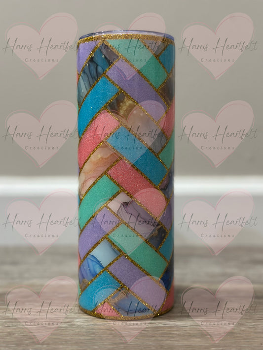 20oz Herringbone Light Colors Glitter Stainless Steel Tumbler (Part of Herringbone Quad group 1)