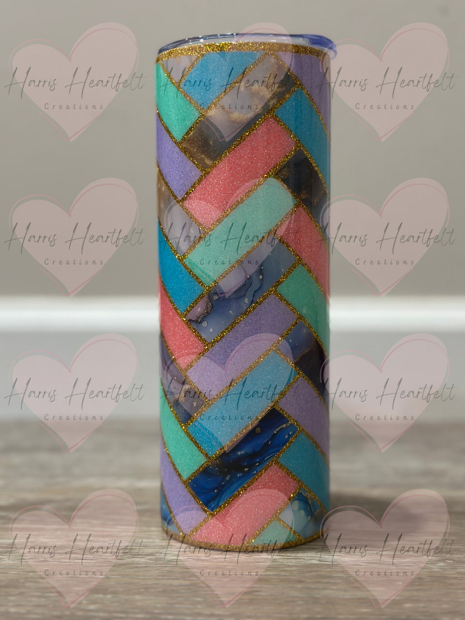20oz Herringbone Light Colors Glitter Stainless Steel Tumbler (Part of Herringbone Quad group 1)