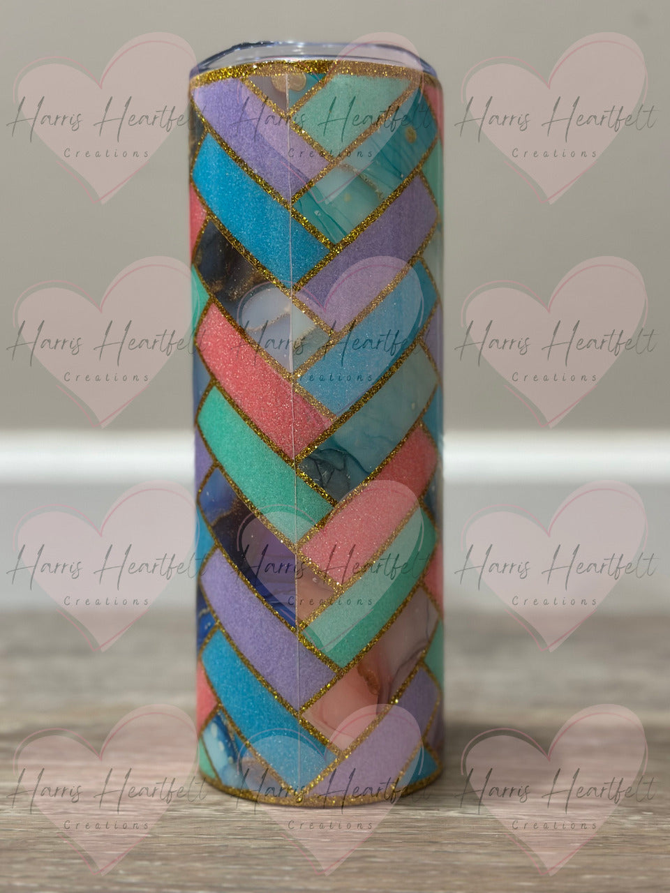 20oz Herringbone Light Colors Glitter Stainless Steel Tumbler (Part of Herringbone Quad group 1)