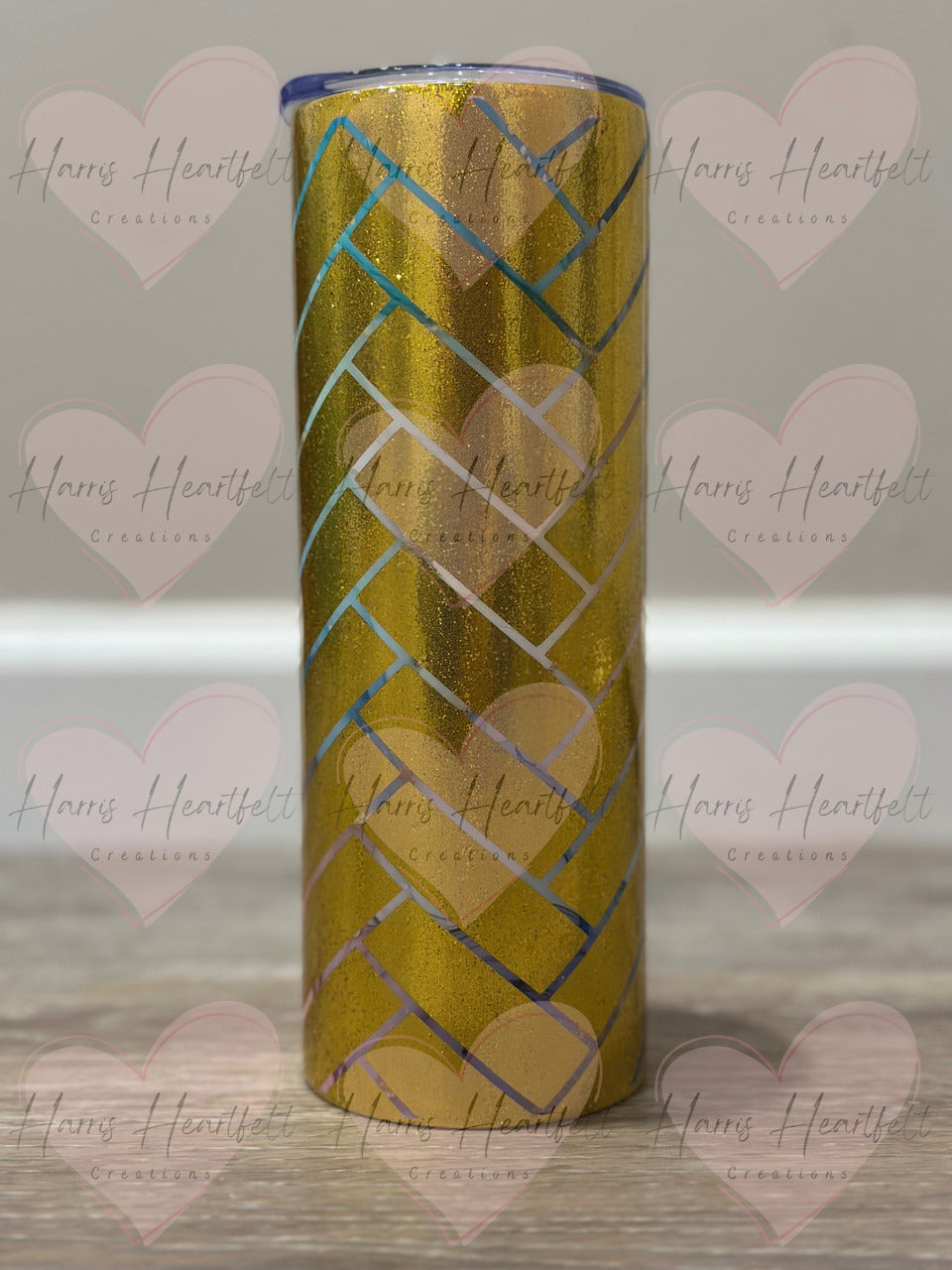 20oz Herringbone Gold Bricks Glitter Stainless Steel Tumbler (Part of Herringbone Quad group 1)