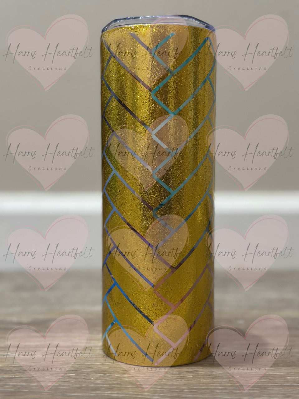 20oz Herringbone Gold Bricks Glitter Stainless Steel Tumbler (Part of Herringbone Quad group 1)