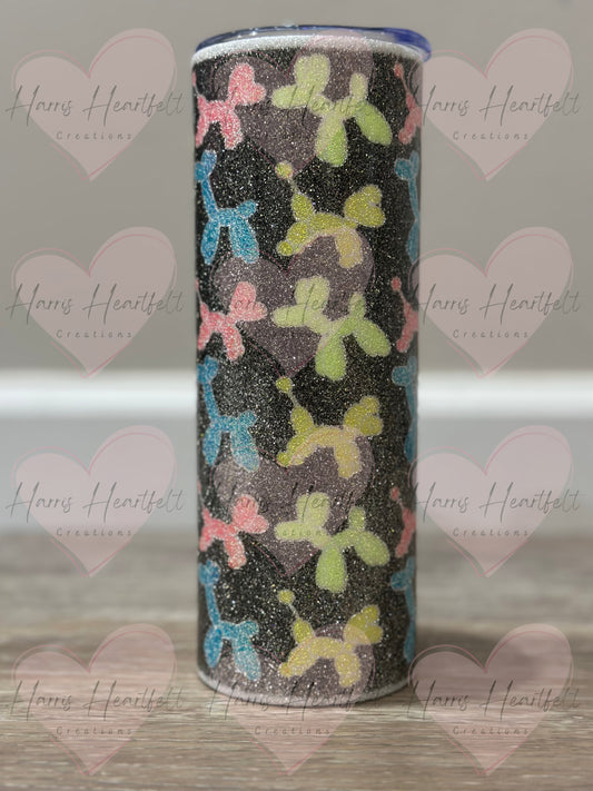 20oz Balloon Animals Glitter Stainless Steel Tumbler