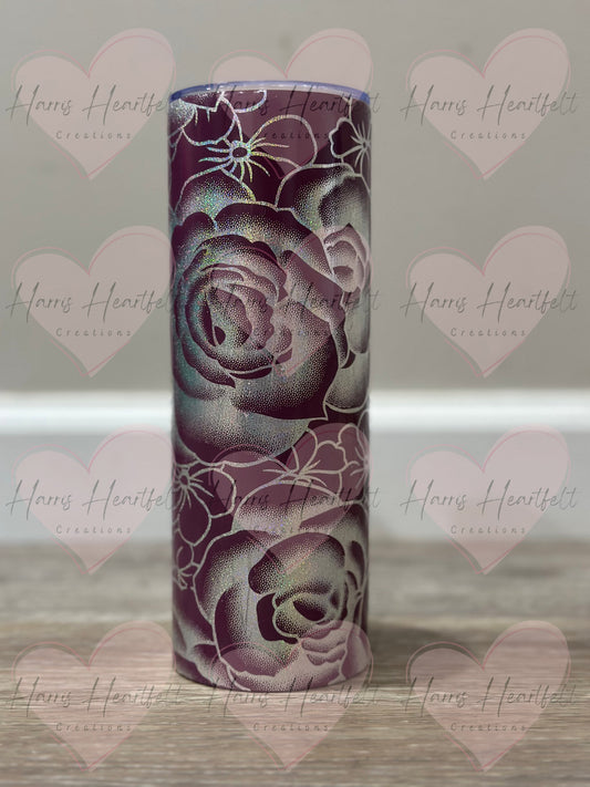 20oz Rose Foiled Mauve Stainless Steel Tumbler